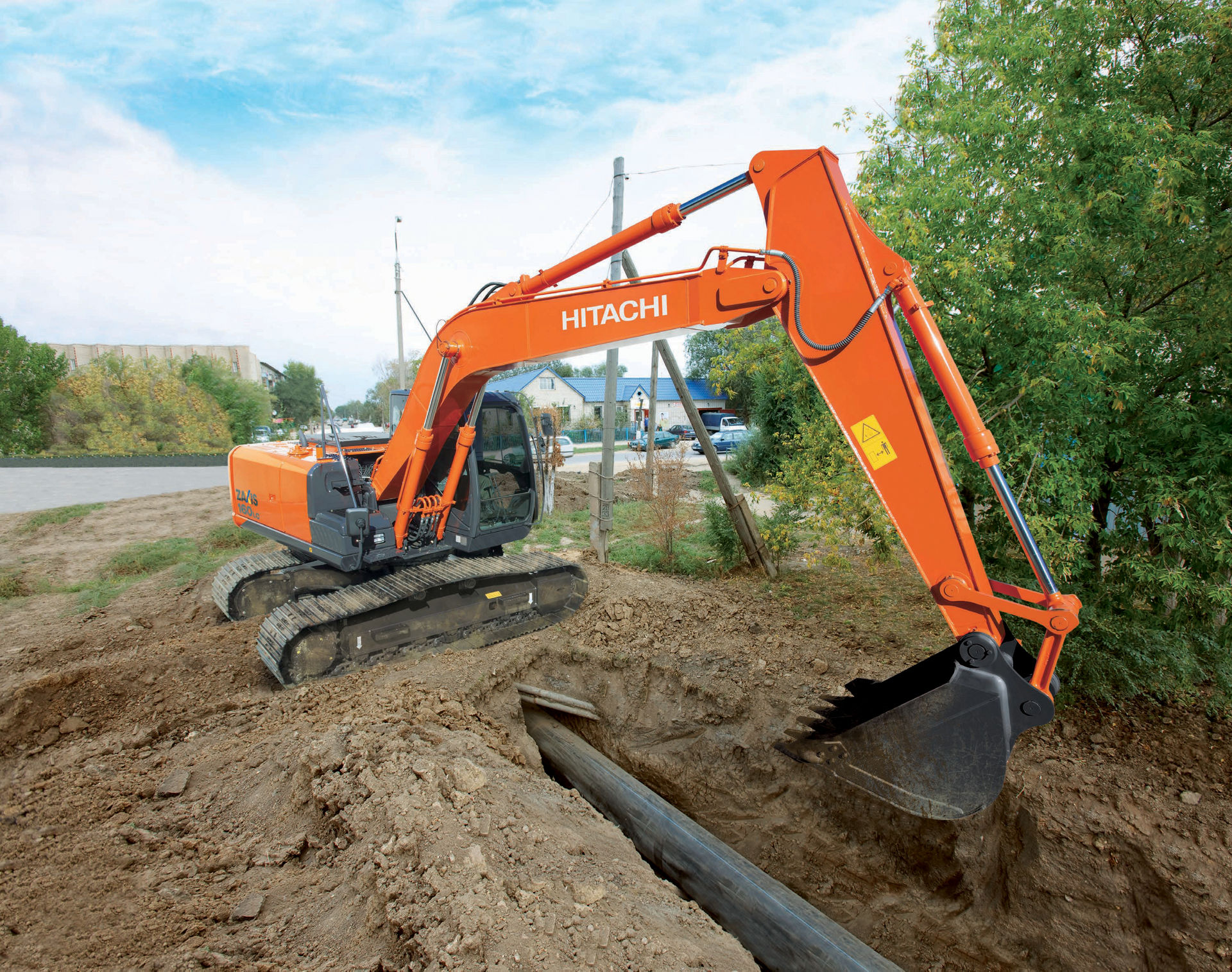 Bagger mit Teleskoparm - ZX330LC-5G CTA - Hitachi Construction Machinery  Europe - großformatig / auf Raupen / für Baustellen
